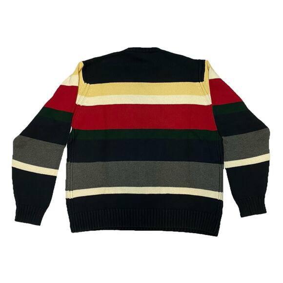 Nautica Men’s Size Large Red Yellow Navy Green Wide Striped Pullover Sweater NWT - Picture 6 of 6